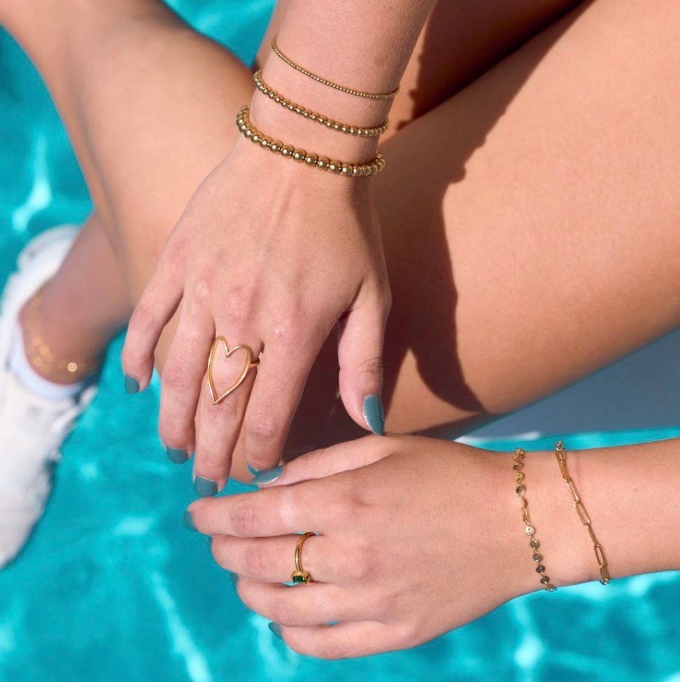 Waterproof Gold Ball Bracelet - Medium Beads