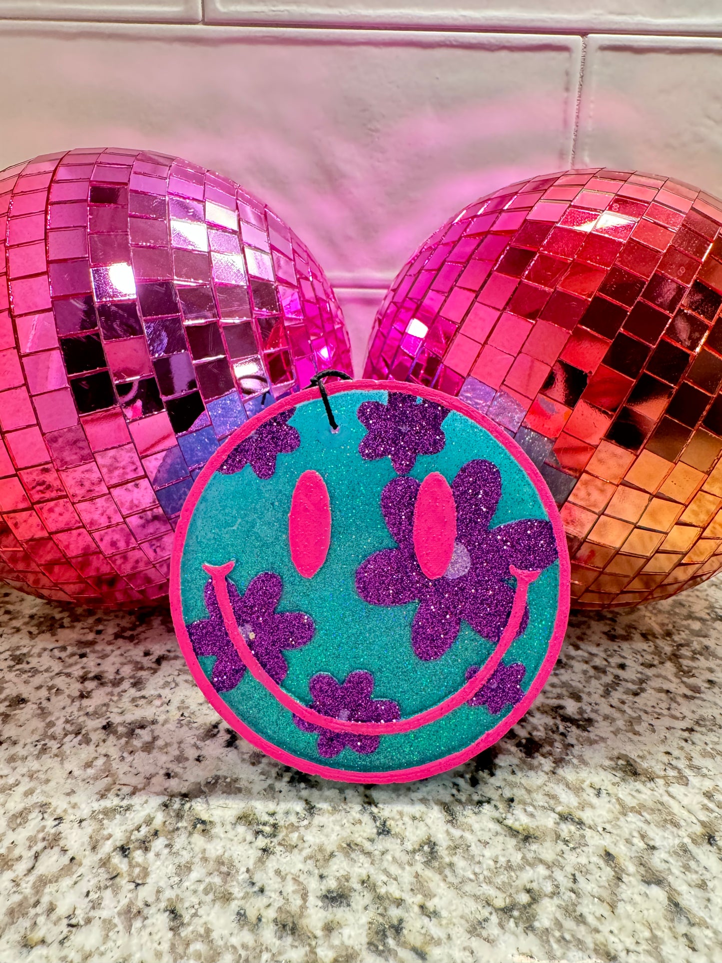 Smiley Car Freshie - Blue & Purple