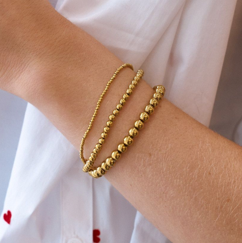 Waterproof Gold Ball Bracelet - Medium Beads