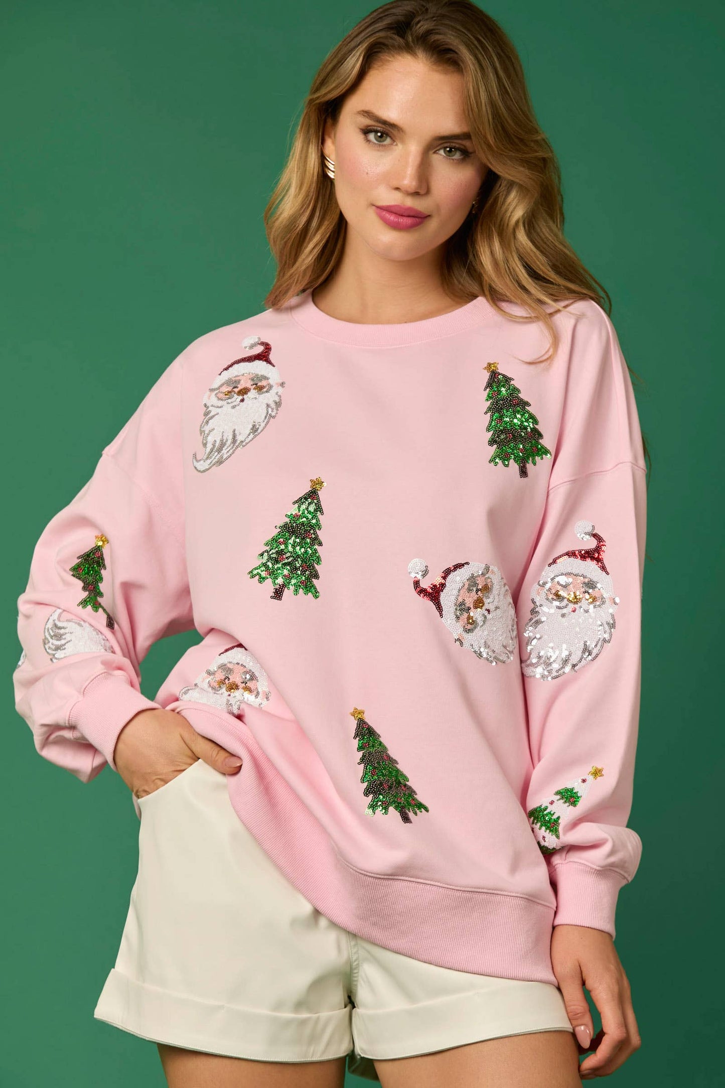 Santa & Tree Sequin Pullover - FINAL SALE