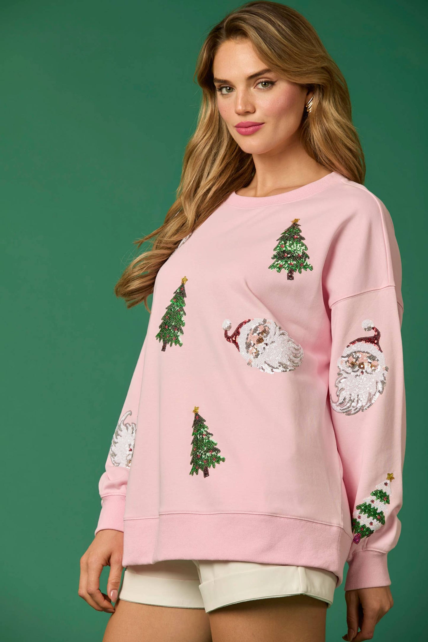 Santa & Tree Sequin Pullover - FINAL SALE